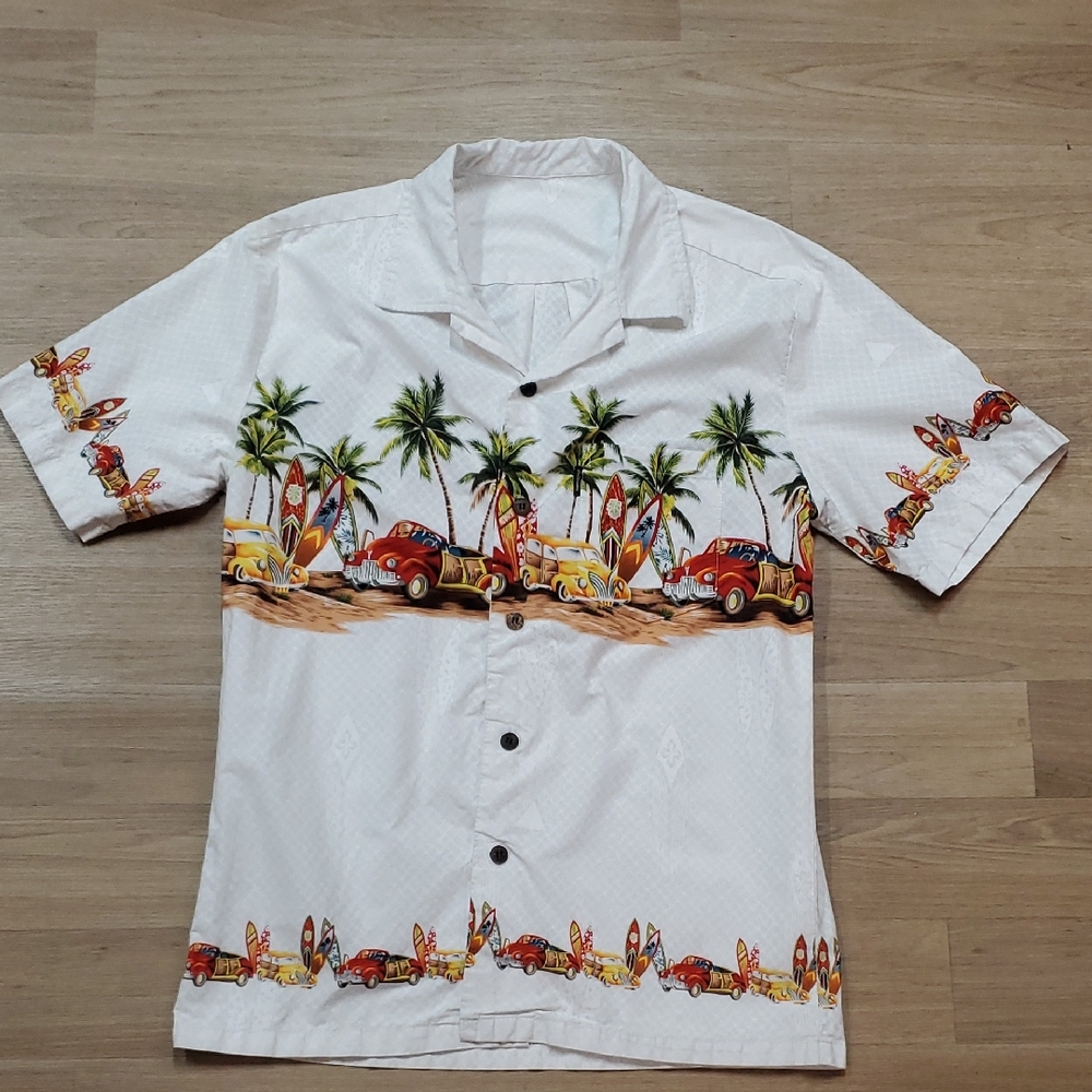 Surfboard and Palm Tree Print Men's Shirt